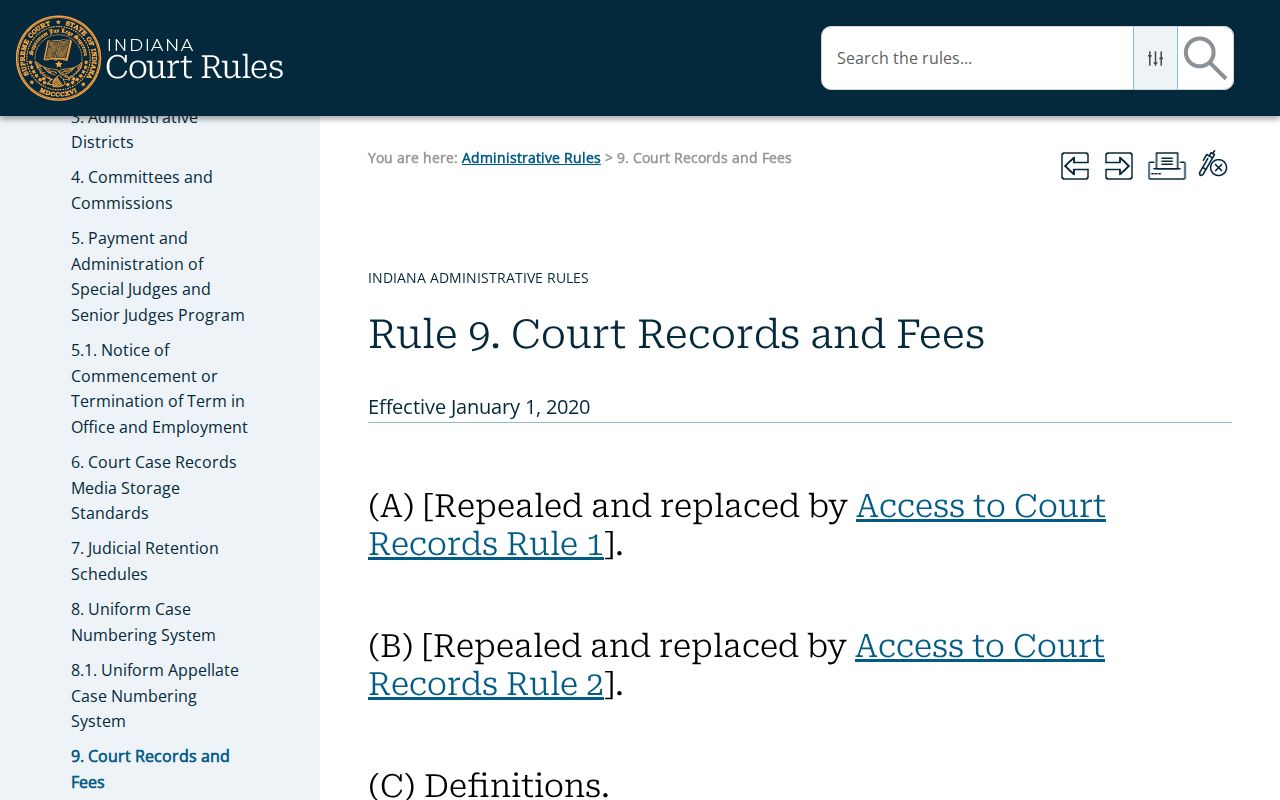 Hendricks County court schedule access under Administrative Rule 9