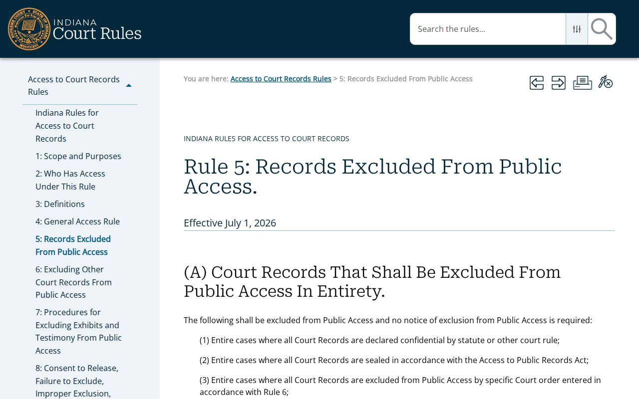 Hendricks County criminal court dockets access rule
