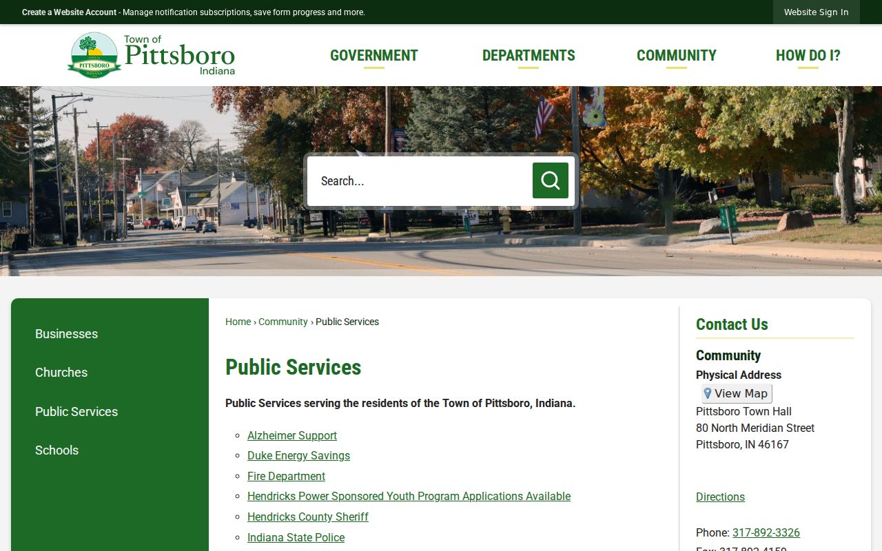 Hendricks County Pittsboro court records public services page