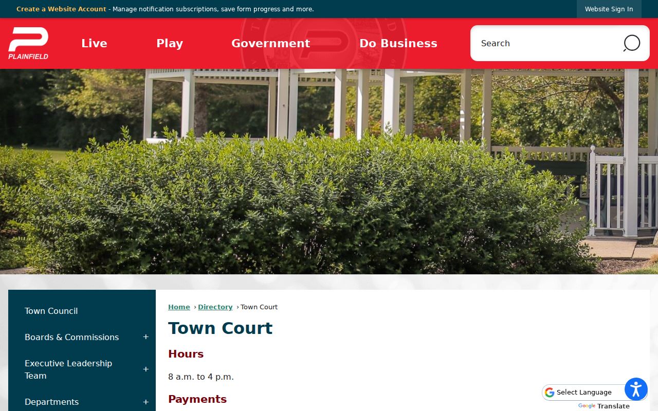 Hendricks County Plainfield court records Town Court directory