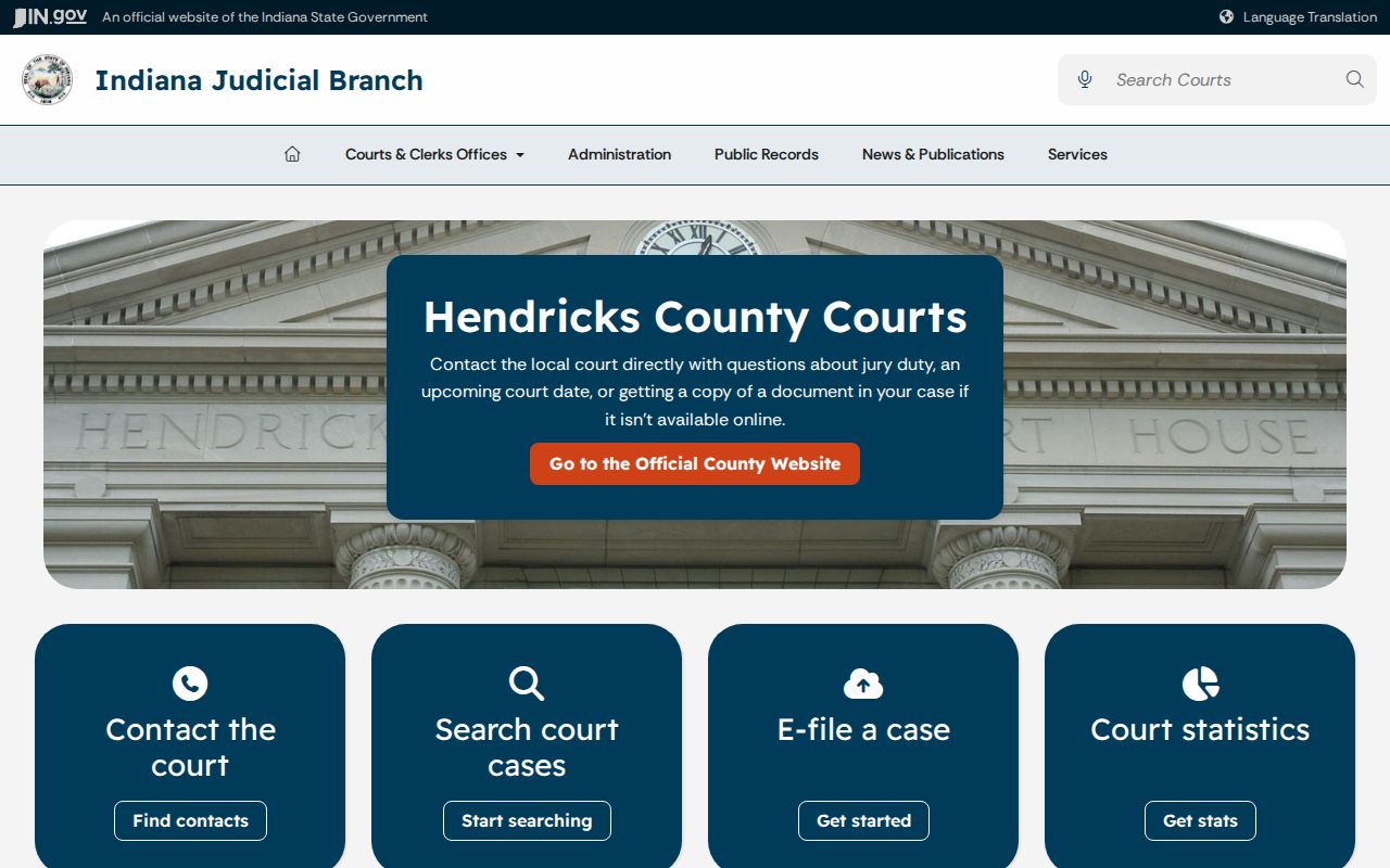 Hendricks County court docket Judicial Branch county page
